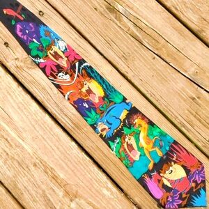Looney Tunes 💯% Silk Tie Taz Tasmanian Devil Warner Brothers Cartoon 1990s 90s